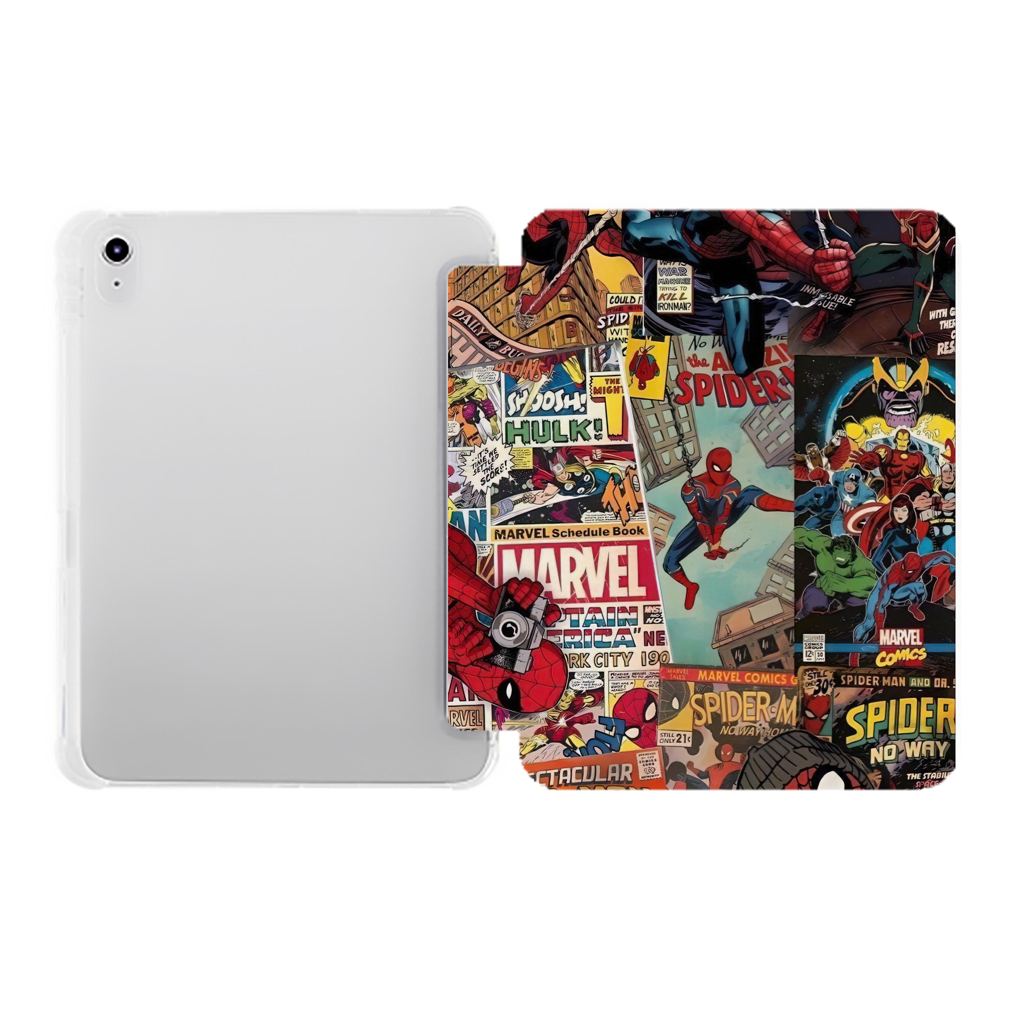 （画像用） Spider Man スパイダーマン IPad ケース ペン収納付き 三つ折りスタンド PUレザー×シリコン 対応機種9.5/10.5/10.9インチ